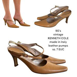 90'S HEELS VINTAGE KENNETH‎ COLE NY MADE IN ITALY POINTED TOE PUMPS HEELS SZ. 7